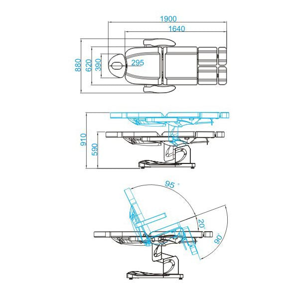 Elektrischer Kosmetikstuhl, Pediküre-Funktion, Modell 708AS, 3 Motoren, weiß