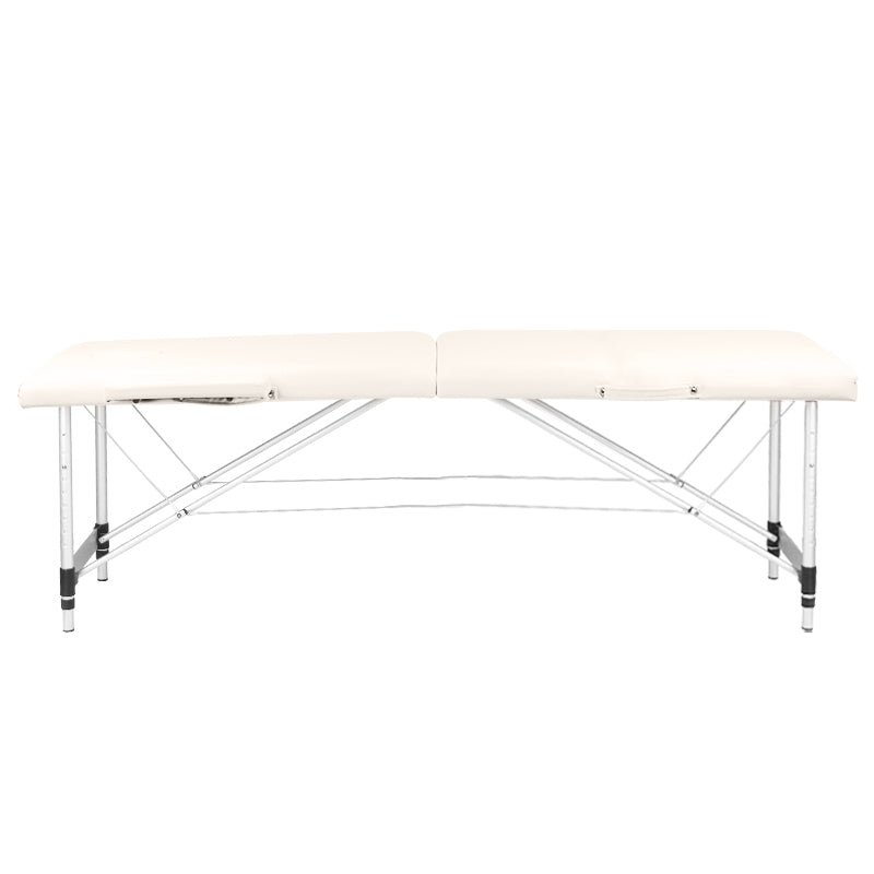 Faltbarer Massage-Tisch aus Aluminium, 2-Segment, cremefarben