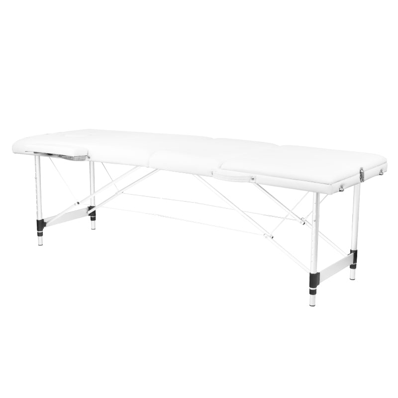 Faltbarer Massagetisch aus Aluminium, 3-teilig, weiß