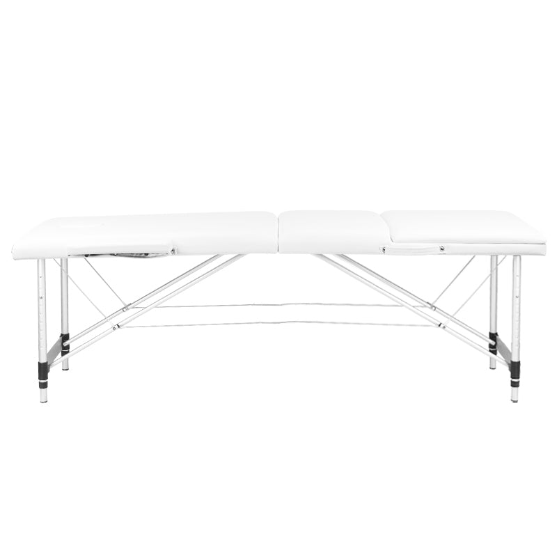 Faltbarer Massagetisch aus Aluminium, 3-teilig, weiß