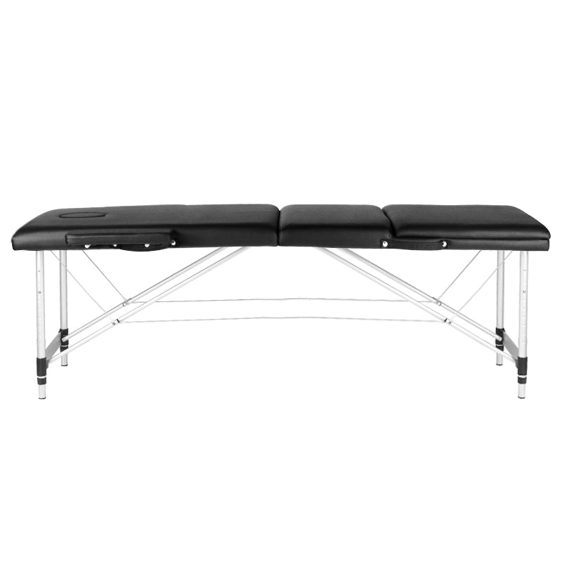 Faltbarer Massagetisch aus Aluminium, 3-teiliger, schwarz