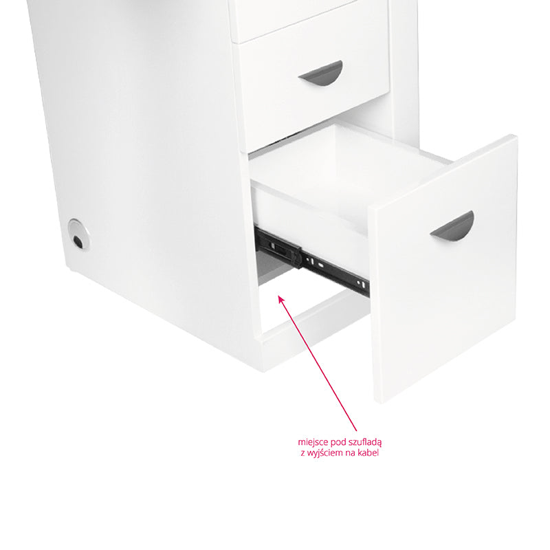 Kosmetiktisch 310 mit Kassettabsorber, weiß, links