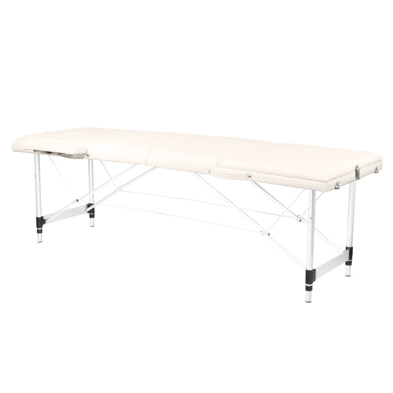 Faltbarer Massagetisch aus Aluminium – 3-Segment, cremefarben
