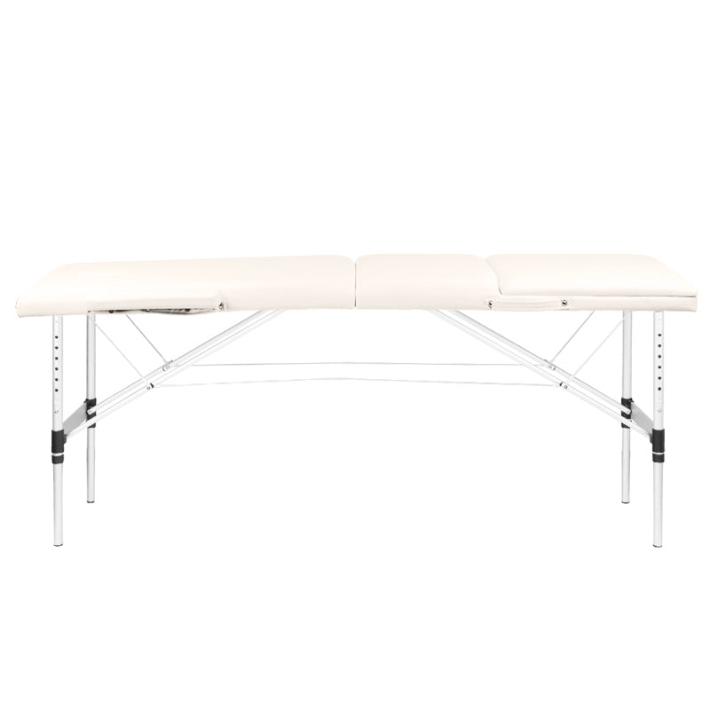 Faltbarer Massagetisch aus Aluminium – 3-Segment, cremefarben