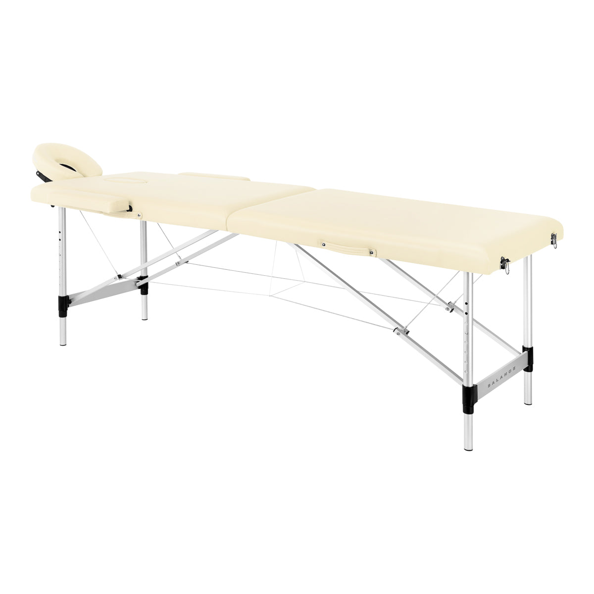 Faltbarer Massagetisch aus Aluminium, 2-teilige Konstruktion, cremefarben