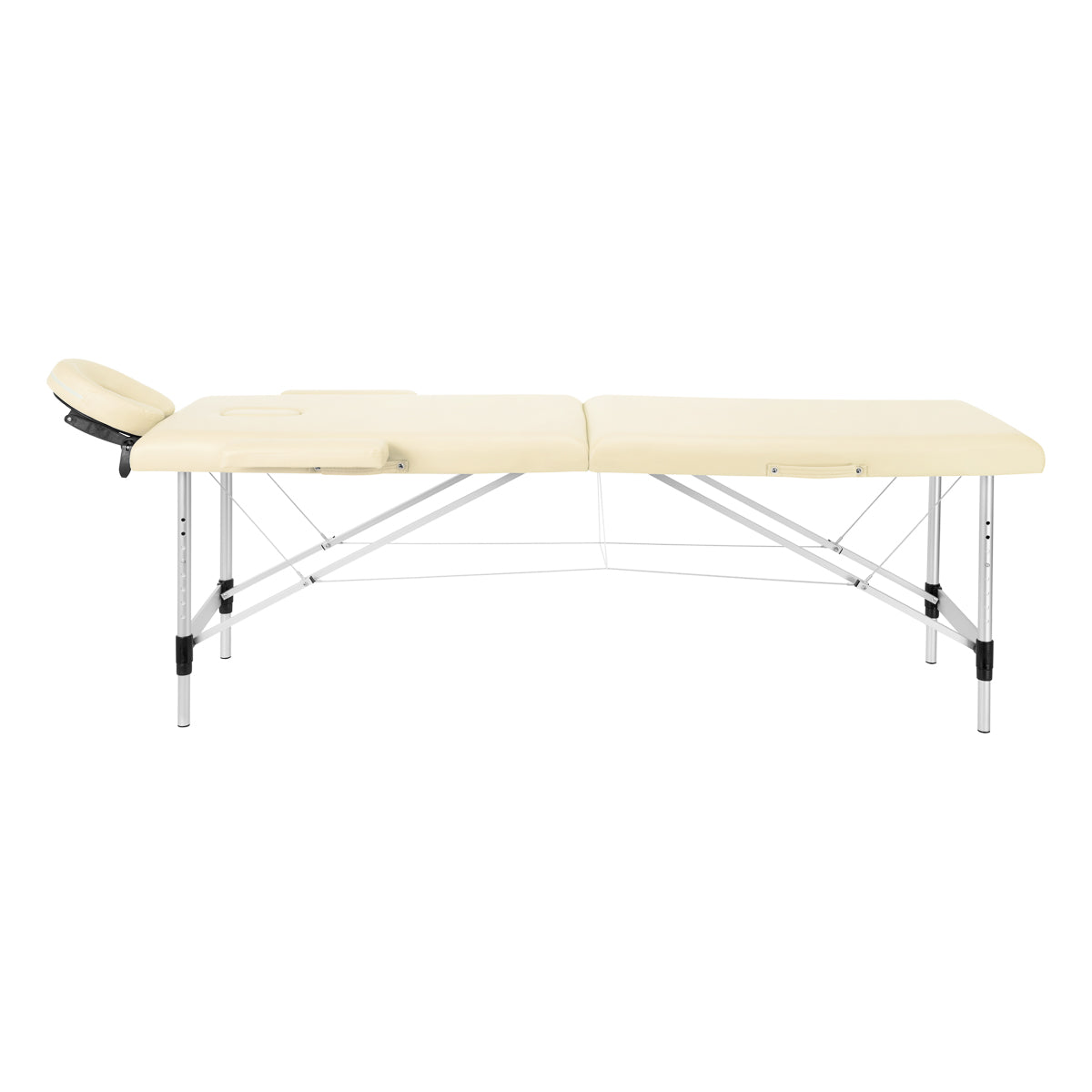 Faltbarer Massagetisch aus Aluminium, 2-teilige Konstruktion, cremefarben