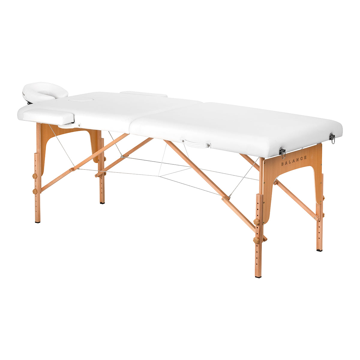 Zusammenklappbarer Massagetisch aus Holz, 2-Segment, weiß