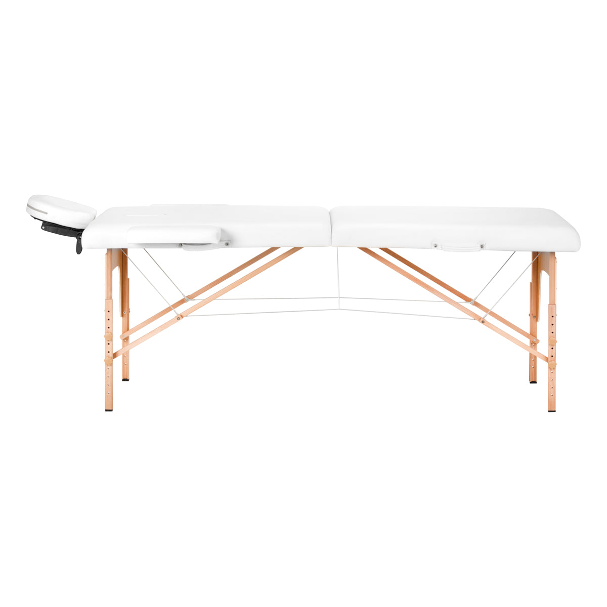 Zusammenklappbarer Massagetisch aus Holz, 2-Segment, weiß