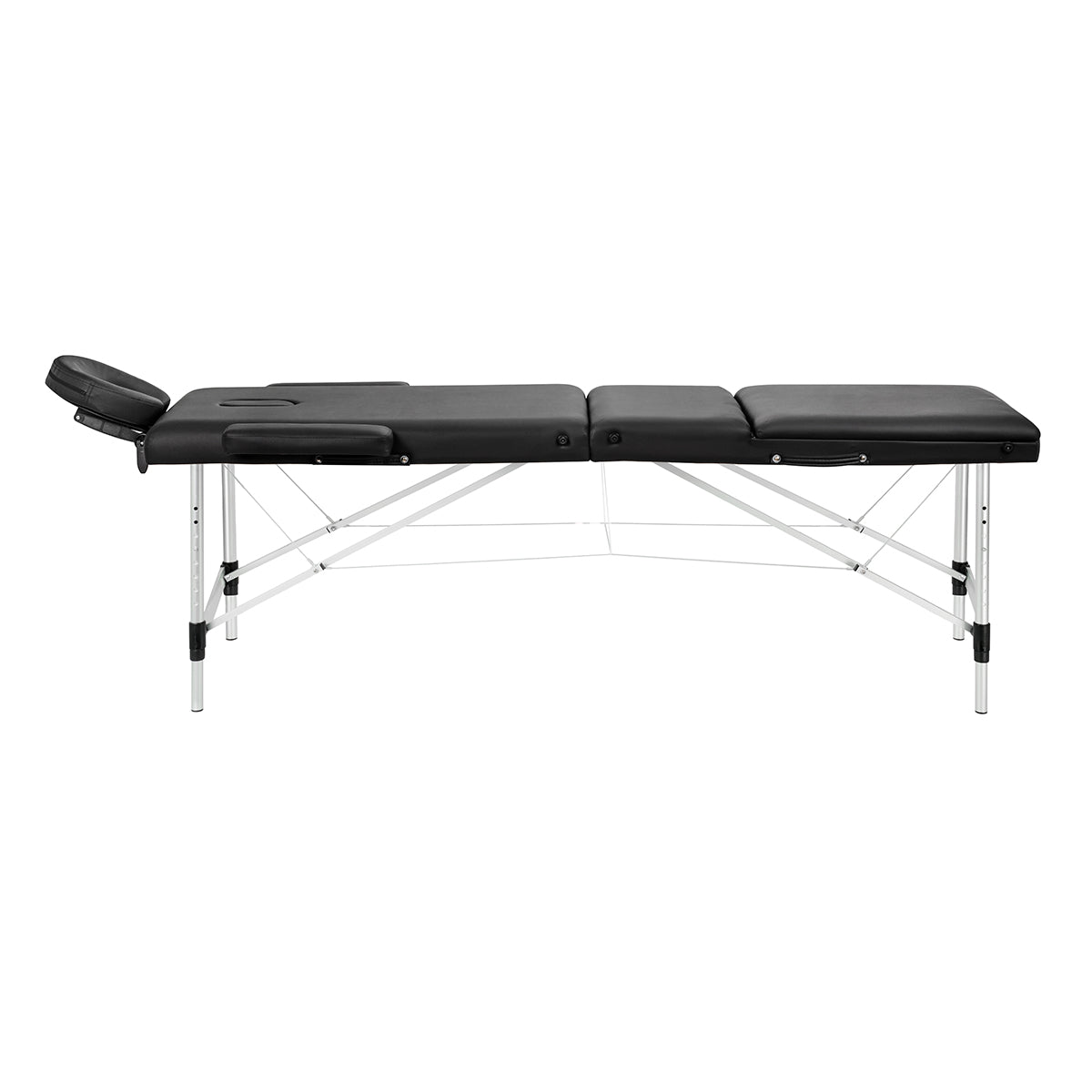 Faltbarer Massagetisch aus Aluminium, dreigeteilt, schwarz