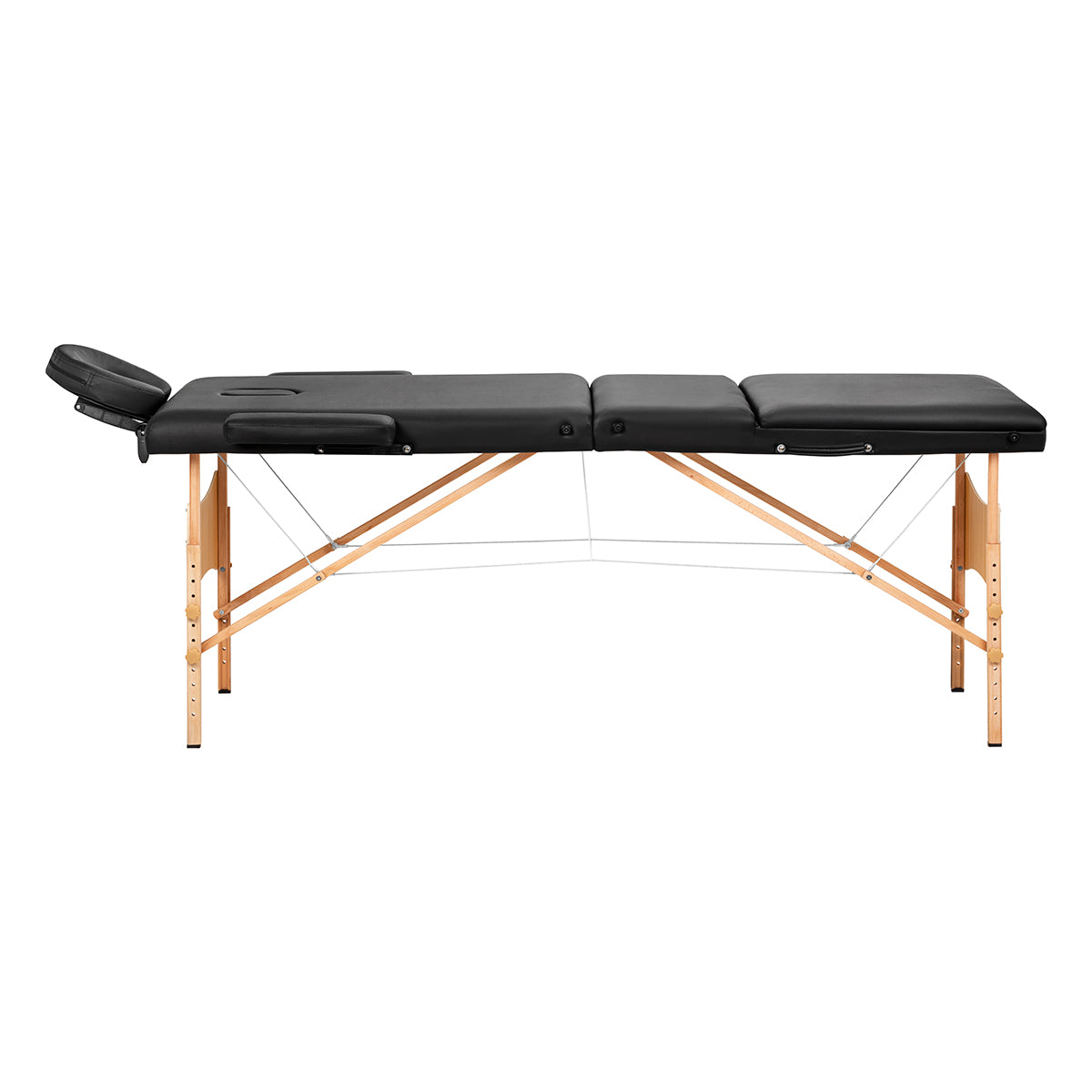 Faltbarer Massagetisch aus Holz, 3-Segment, schwarz