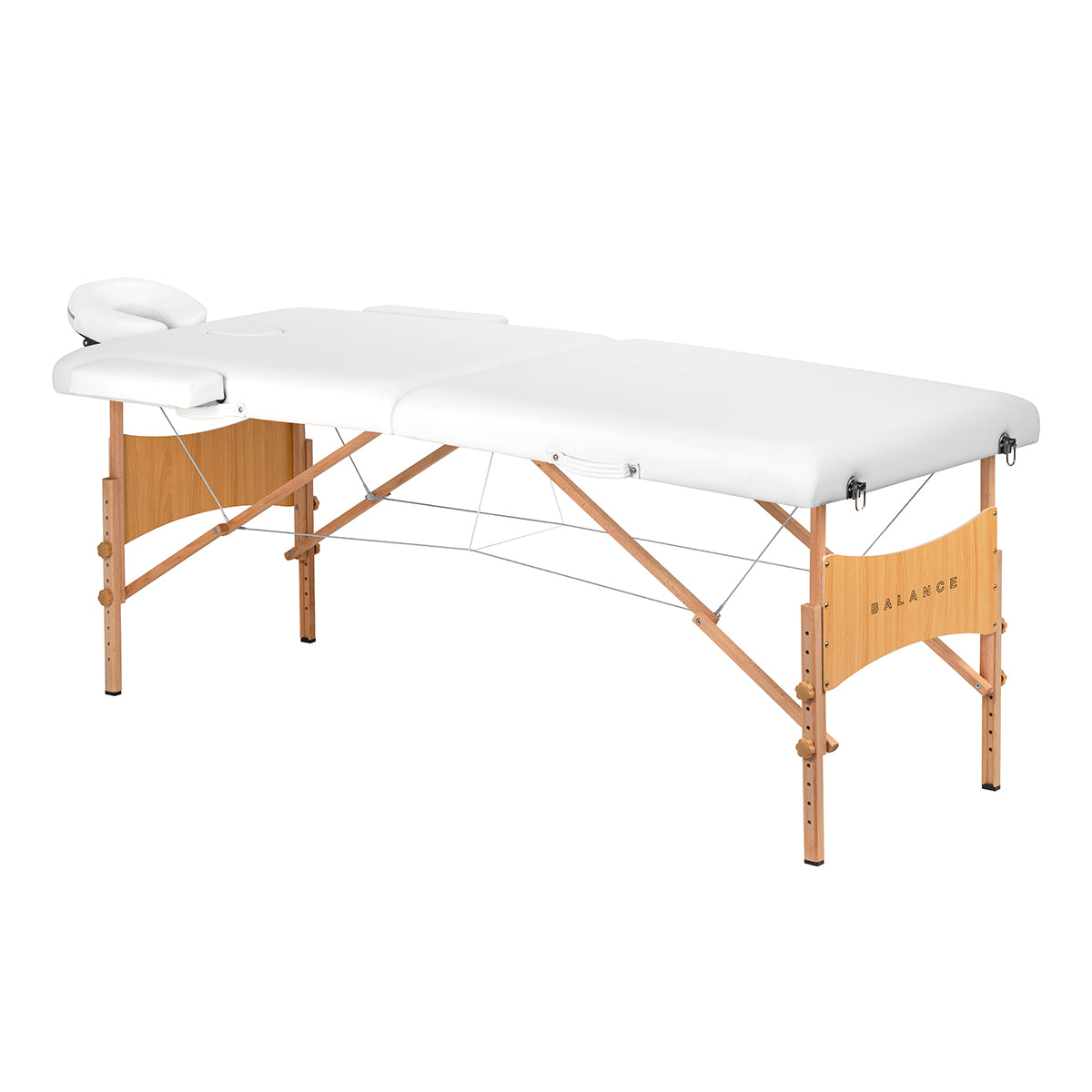 Faltbarer Massagetisch aus Holz, 2-teilige Konstruktion, 190 × 70 cm, weiß