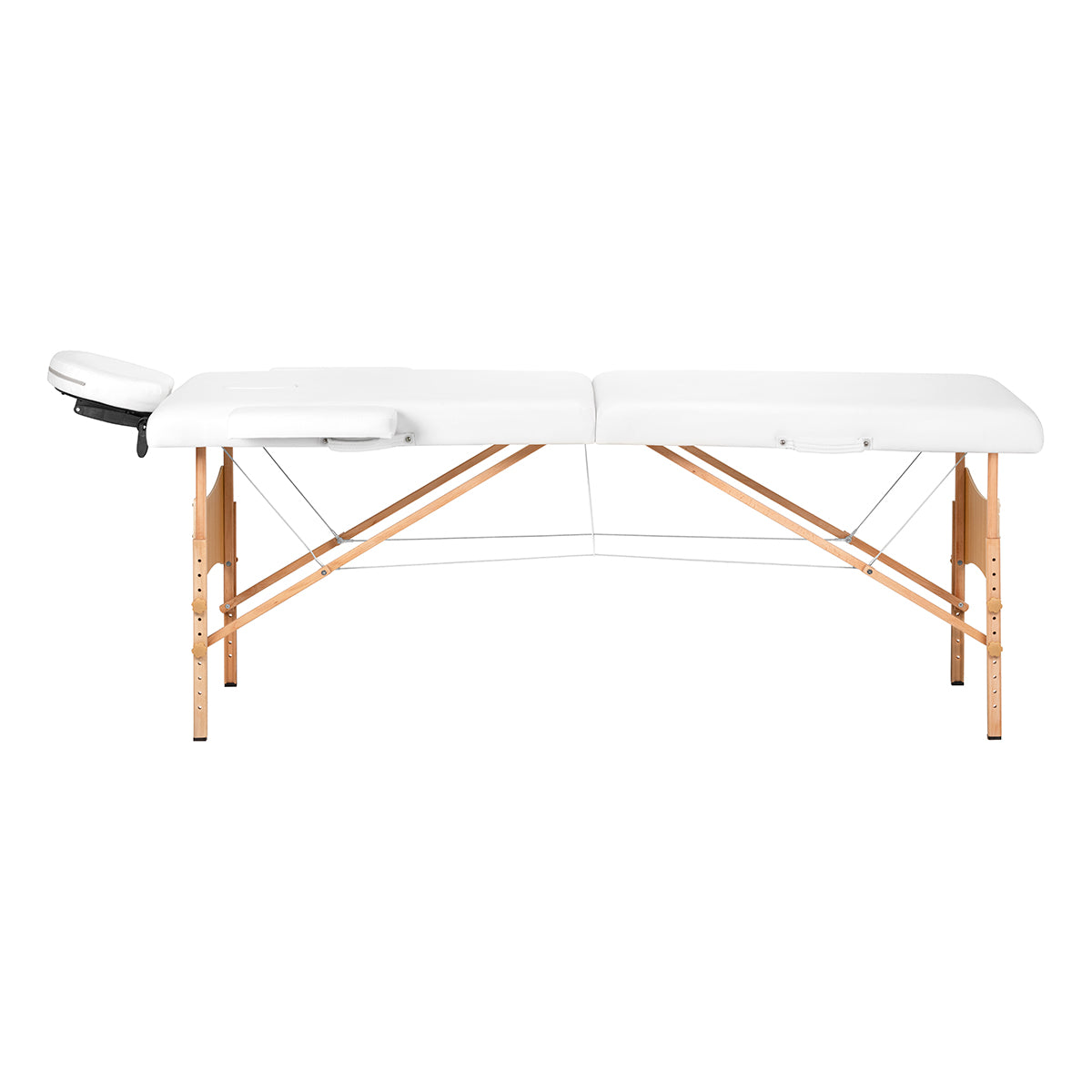 Faltbarer Massagetisch aus Holz, 2-teilige Konstruktion, 190 × 70 cm, weiß